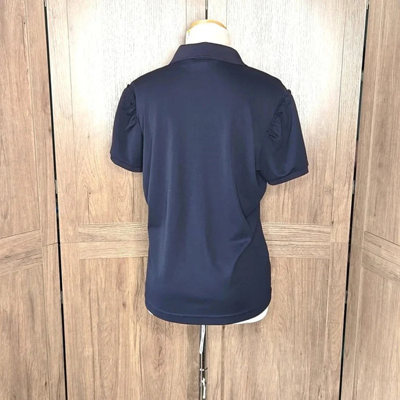 Navy Blue Women's Golf Tennis Polo Shirt ruffled sleeves - Picture 5 of 8